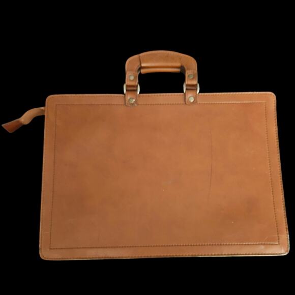 Vintage Brown Leather Attaché Case Briefcase Slim Locking Hard Sided - Picture 2 of 6